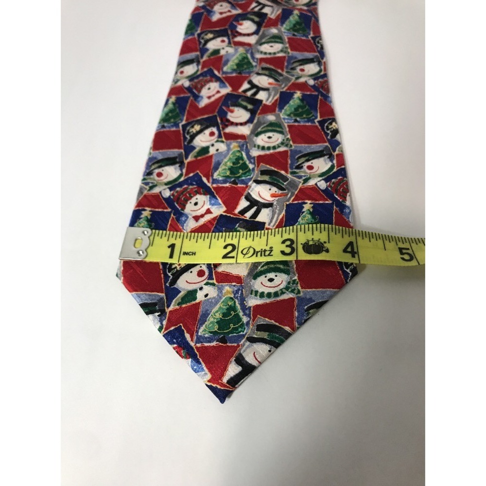 American Greetings Christmas Tie 100% Silk‎ Snowman Collage Novelty Neckwear - Picture 3 of 12